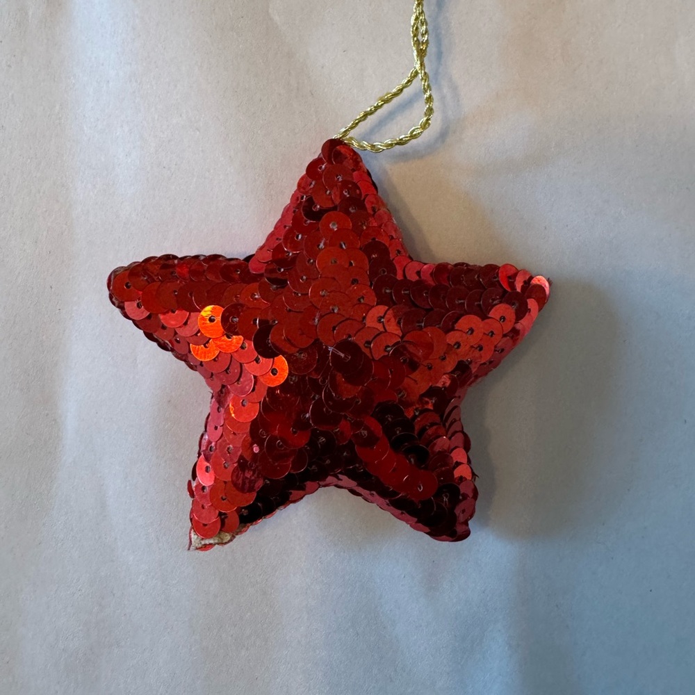 New 21 Pier 1 Star Christmas Holiday ornaments  Red Sequin Handmade India